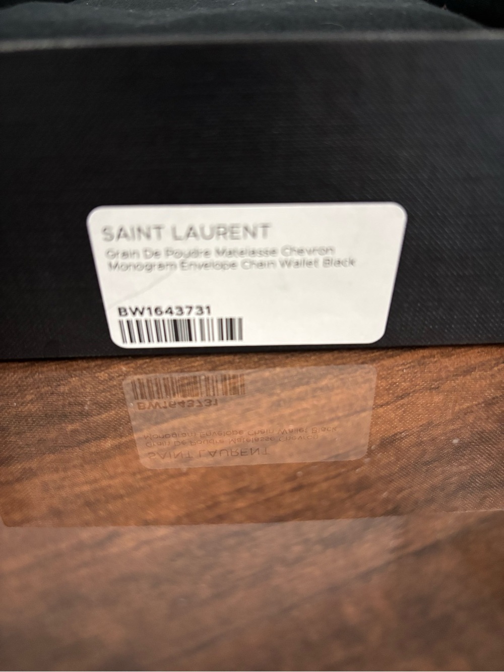 Saint Laurent Black Monogram Envelope Chain Wallet Box